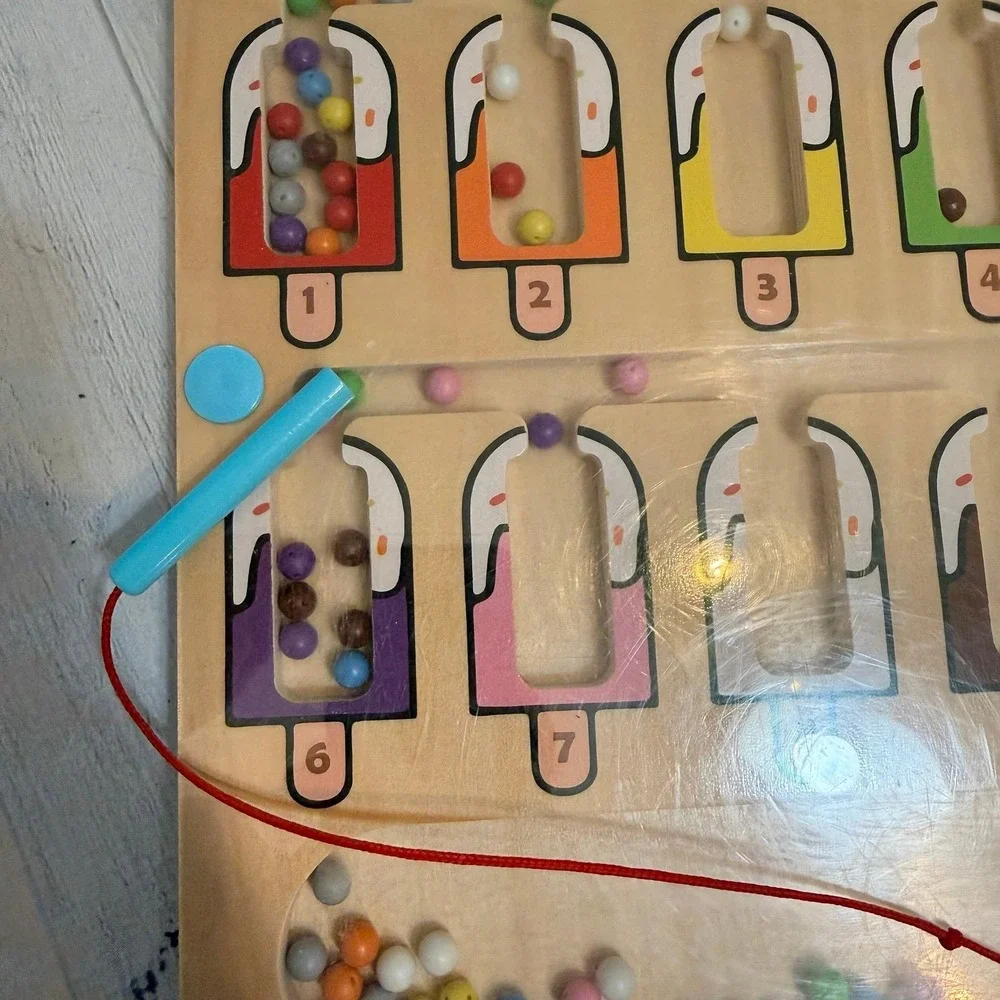 Woodtoe Magnetic Color and Number Maze ice cream cones‎ for toddlers kids
